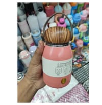320ml Wooden Lid Portable Handle Stainless Steel Termos water Bottle, Custom Logo School Kid Double Wall Vacuum Flask_img_3