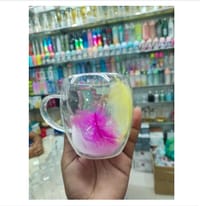 Beautiful Double Wall Glass Cup with Feather Accent – Trendy Drinkware for Office, Home, and Gift_img_1
