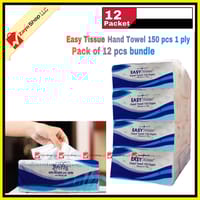 Easy Hand Towel Tissue Super 150 pcs 1 ply Pack of 12 pcs bundle_img_0