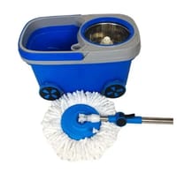 360 Degree Floor Magic Rotating Mop Bucket Set with 2 Microfiber Mop Heads Used for Floo_img_1
