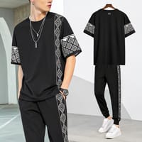 Drop Shoulder Mash T-Shirt and Trouser Combo_img_0
