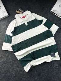 University Stripe Polo T-Shirt (White Green)_img_0