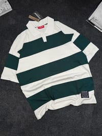 University Stripe Polo T-Shirt (White Green)_img_3