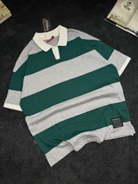 University Stripe Polo T-Shirt (Ash Green)_img_3