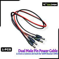 Dual Male Pin Power Cable 2.1mm x 5.5mm for WiFi Router ONU – 20 Inch, Red/Black_img_0