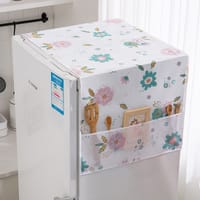 (Fridge Cover Flower Design) Waterproof Refrigerator Dust Cover Household Freezer Storage Bags Home-1 Pcs_img_0
