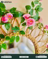 Rattan Mirror (RM04) + Rose vine flower_img_2
