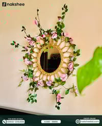 Rattan Mirror (RM04) + Rose vine flower_img_3