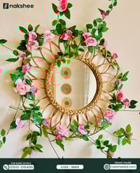 Rattan Mirror (RM04) + Rose vine flower_img_4