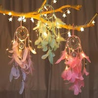 Dream Catcher Feather Fairy LED Light Wall Hanging Bedroom Décor Ornament Gift_img_0