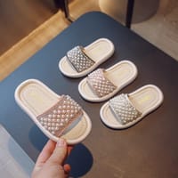 Baby Girls Summer Rhinestone Pearl Crib Slippers Beach Sandal (18 months to 3 years)_img_0