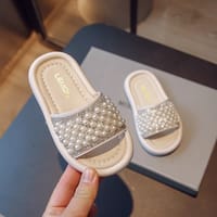Baby Girls Summer Rhinestone Pearl Crib Slippers Beach Sandal (18 months to 3 years)_img_1