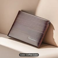 Men'S Ultra-Thin Faux Leather Wallet with Multiple Card Slots & Coin Pocket_img_0