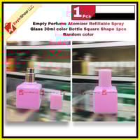 Empty Perfume Atomizer Refillable Spray Glass 30ml color Bottle Square Shape 1pcs Random color_img_0