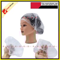 Thin poly Shower cap with soft elastic band Pack of 10 pcs_img_2