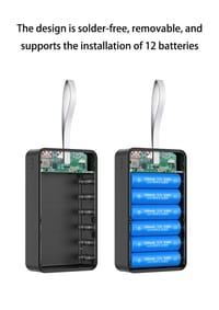 12pcs 18650 Battery Solderless 22.5W Fast Charging Power Bank Case with LED Light_img_6