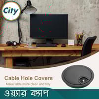 ১ পিস কম্পিউটার ডেস্ক টেবিল কেবল হোল কভার কালো কোটেড ওয়্যার ক্যাপ ডেস্ক গোরমেট_img_4