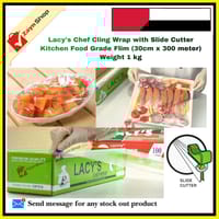 Lacy's Chef Cling Wrapping ploy with Slide Cutter  Kitchen Food Grade Flim / food wrapping film(30cm x 300meter) weight 1 kg_img_1