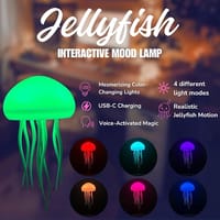ET RGB Gradient Cute Jellyfish Bedside Lamp Voice Control Light Rechargeable – Type-C Table Lamp Bedside Lamp with Touch Sensor Lamp for Bedrooms, Living Room_img_1
