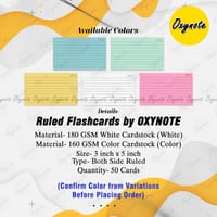 OXYNOTE 3x5 inch Ruled Index Flashcards - 50 Cards - Suitable for Exam Preparation, Cheat Sheets, Short Notes, Syllabus Revision (Both Side Ruled Card)_img_2