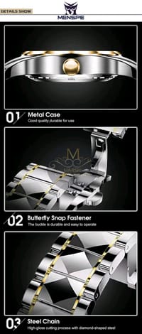 💥MENSPE Men's Fashion Watch Quartz Watch With Diamond Calendar Watch_img_8