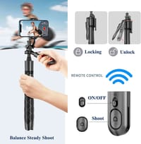 {K-28}Long Video Stand Cum Selfie Stick Tripod with Remote - 360° Rotation_img_2