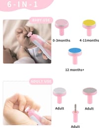 Baby Nail Trimmer Electric,Nail Clippers File for Baby No Sharp Claws Hurt, 6 in 1 with Light Safety Newborn Fingernails Care_img_5