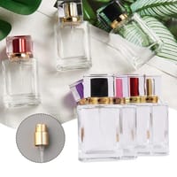 Empty Perfume Atomizer Refillable  Glass Spray 30ml Bottle Frosted Square shape color cap 1 pcs_img_2
