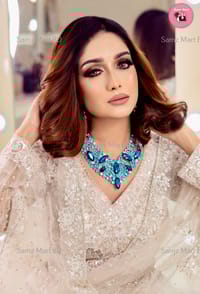 Ultra Modern Blue Stone Luxury Party Necklace and Earring set_img_0