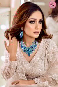 Ultra Modern Blue Stone Luxury Party Necklace and Earring set_img_1