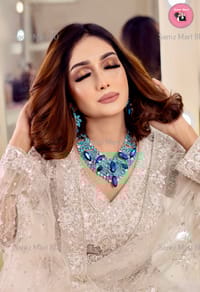 Ultra Modern Blue Stone Luxury Party Necklace and Earring set_img_2