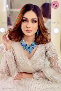 Ultra Modern Blue Stone Luxury Party Necklace and Earring set_img_3