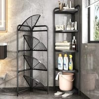 Black Carbon Steel 4-Tier Foldable Corner Shelf_img_0