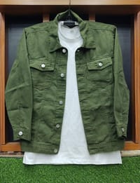 Premium Olive colour denim jacket 0099_img_0