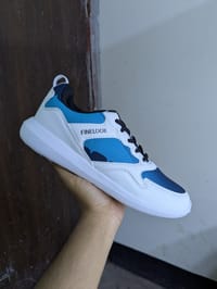 Finelook Men's white and Blue Mesh Sneakers_img_1