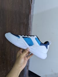 Finelook Men's white and Blue Mesh Sneakers_img_2