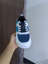 Finelook Men's white and Blue Mesh Sneakers_img_3