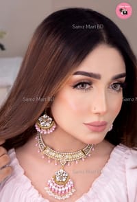 Luxury Premium Quality Indian Style Pink Stone Luxury Jhumka Necklace Set_img_1