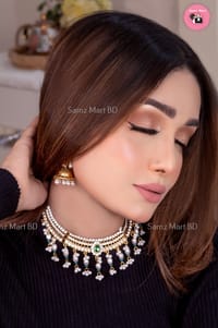 Luxury Premium Quality Indian Style Red & Green Color Necklace Set_img_1