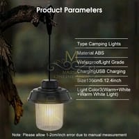 💥Auoyo Camping Lights Multifunctional USB Rechargeable Camping Lanterns Waterproof Hanging Lamp_img_4