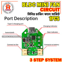 Type C USB Charging Small BLDC Fan Circuit Board 9V Boost Three Speed Stepless Speed Regulation Charging Handheld Fan Control Board_img_2