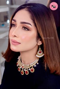 Luxury Premium Quality Indian Style Multi Stone Red Color Necklace set_img_1