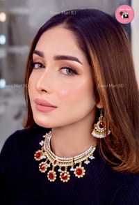 Luxury Premium Quality Indian Style Multi Stone Red Color Necklace set_img_2