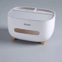 Tissue Box Cover Holder with Storage, Napkin Tissue Box, Multi-Function Tissue Box ABS Material Storage Organizer_img_1