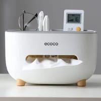 Tissue Box Cover Holder with Storage, Napkin Tissue Box, Multi-Function Tissue Box ABS Material Storage Organizer_img_2