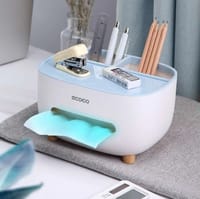 Tissue Box Cover Holder with Storage, Napkin Tissue Box, Multi-Function Tissue Box ABS Material Storage Organizer_img_4