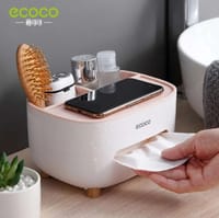 Tissue Box Cover Holder with Storage, Napkin Tissue Box, Multi-Function Tissue Box ABS Material Storage Organizer_img_5
