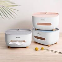 Tissue Box Cover Holder with Storage, Napkin Tissue Box, Multi-Function Tissue Box ABS Material Storage Organizer_img_6