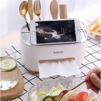 Tissue Box Cover Holder with Storage, Napkin Tissue Box, Multi-Function Tissue Box ABS Material Storage Organizer_img_7