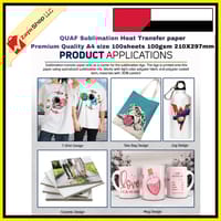 QUAF Sublimation Heat Transfer paper Premium Quality A4 size 100sheets 100gsm 210X297mm_img_4